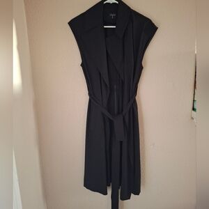 Tahari Buisness Cardigan Sleeveless Black Belted Midi Small